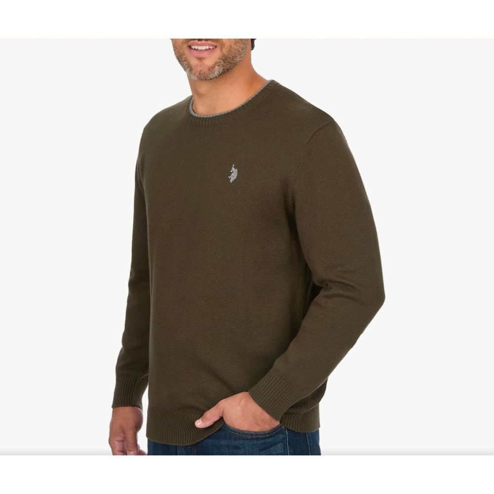 US Polo Assn Mens Crewneck Sweater Fatigue Green XXL NWT ECUS5482